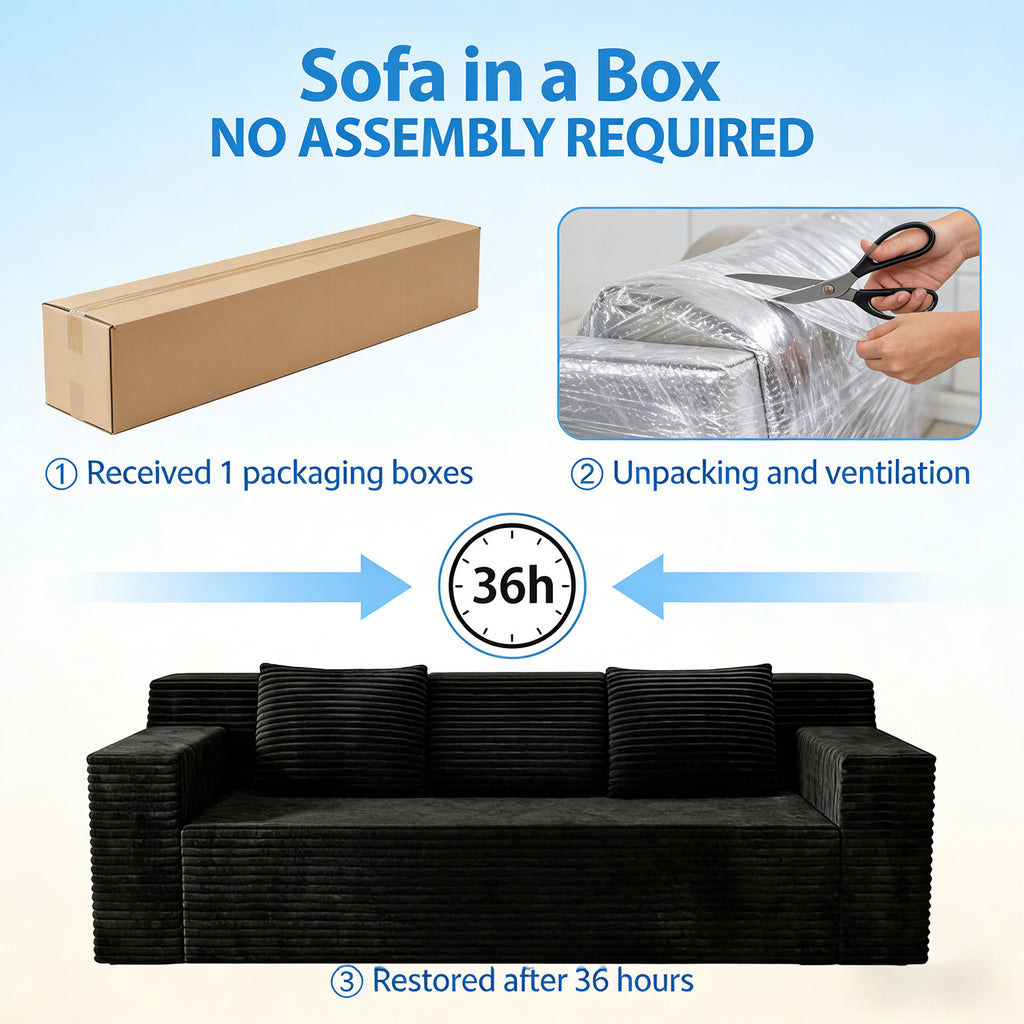 71' 3Setaser Sofa,Corduroy Fabric,Deep Seat Couches,Comfy Loveseat Sofa,No Assembly,1pcs for Living room, Bedroom,Conference room ,Apartment - Grand Goldman Shop