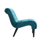COOLMORE Modern Velvet Armless Accent Living Room Chair / Leisure Chair,Upholstered Fabric Button Comfortable Chair with Wooden Legs for Bedroom, Living Room, Office (Teal Velvet) - Grand Goldman Shop