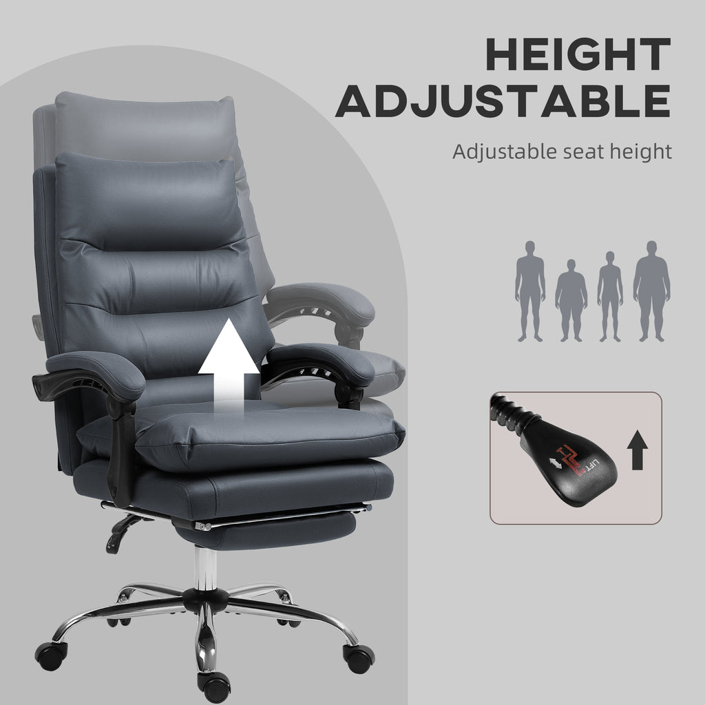 Microfibre Massage Office Chair, Heated Reclining Chair with Footrest, Dark Gray - Grand Goldman