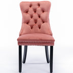 Nikki Collection Modern, High-end Tufted Solid Wood Contemporary Velvet Upholstered Dining Chair with Wood Legs Nailhead Trim 2-Pcs Set,Pink, SW2001PK - Grand Goldman Shop