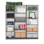 Dupree 3 Piece Home Bookcase set, 67' Wide with 14 Shelves ,  Living Room Set Set  Mat Gray - White - Grand Goldman