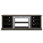 Large TV Stand TV Desk Storage Rack with Faux Stacked Stone Surround,Media Console Table with Large Storage Cabinet,Modern TV Media Entertaionment Stand,GREY, 70.12'W*15.35'D*25.83'H - Grand Goldman Shop