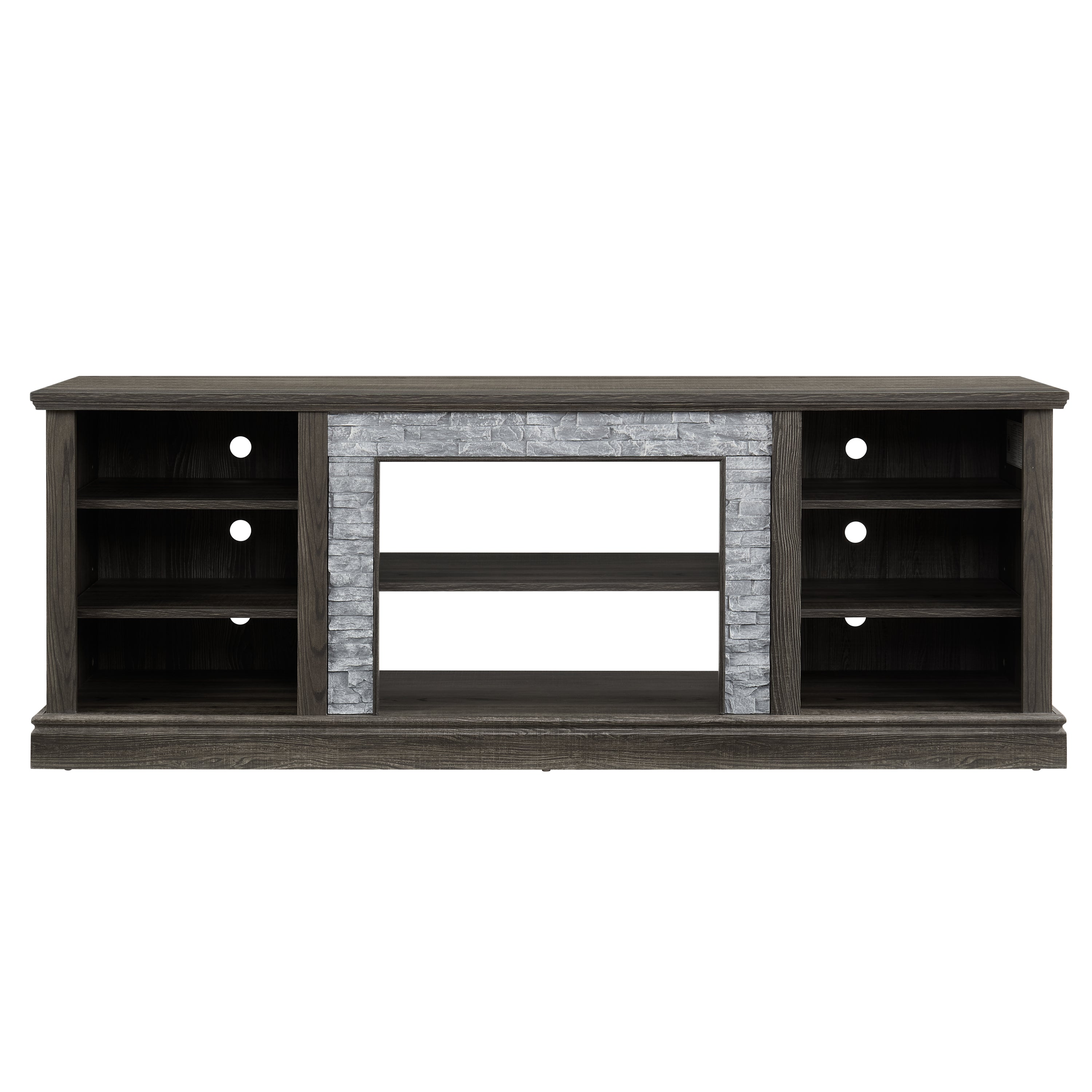 Large TV Stand TV Desk Storage Rack with Faux Stacked Stone Surround,Media Console Table with Large Storage Cabinet,Modern TV Media Entertaionment Stand,GREY, 70.12'W*15.35'D*25.83'H - Grand Goldman Shop