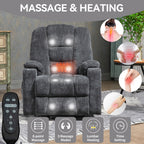 EMON'S Large Power Lift Recliner Chair with Massage and Heat for Elderly, Overstuffed Wide Recliners, Heavy Duty Motion Mechanism with USB and Type C Ports, 2 Steel Cup Holders, Gray - Grand Goldman Shop