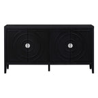 TREXM Retro Sideboard door with Circular Groove Design Round Metal Door Handle for Entrance, Dinning Room, Living Room (Black) - Grand Goldman Shop