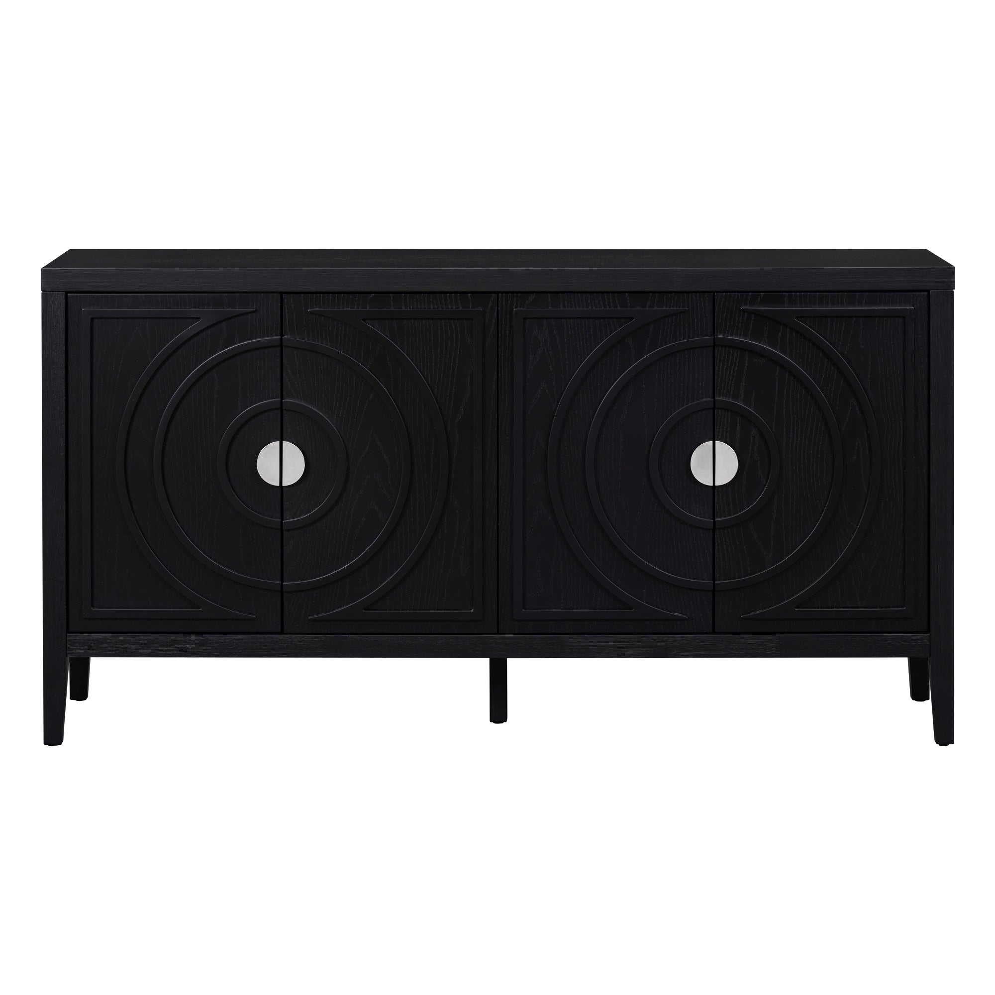 TREXM Retro Sideboard door with Circular Groove Design Round Metal Door Handle for Entrance, Dinning Room, Living Room (Black) - Grand Goldman Shop