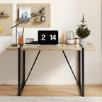 Rustic Industrial Rectangular Wood Dining Table For 4-6 Person, With 1.5' Thick Engineered Wood color Tabletop and Black Metal Legs,Desk For Kitchen Dining Living Room, 55.1' x 31.4'x 29.9'1529W115172 - Grand Goldman Shop