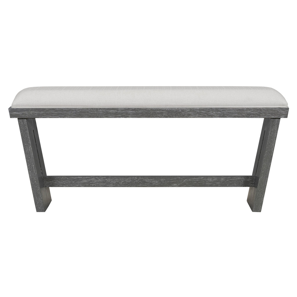 TREXM 6-Piece Retro Dining Table Set for 6, 60' Wood Kitchen Table and Chairs Set of 4 with Bench Designed Trestle Base for kitchen & Dining Room (Gray) - Grand Goldman Shop