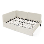 Beige Velvet Upholstered Platform Bed Frame with 2 Storage Drawers and Adjustable Sofa Bed, Full Size - Grand Goldman Shop