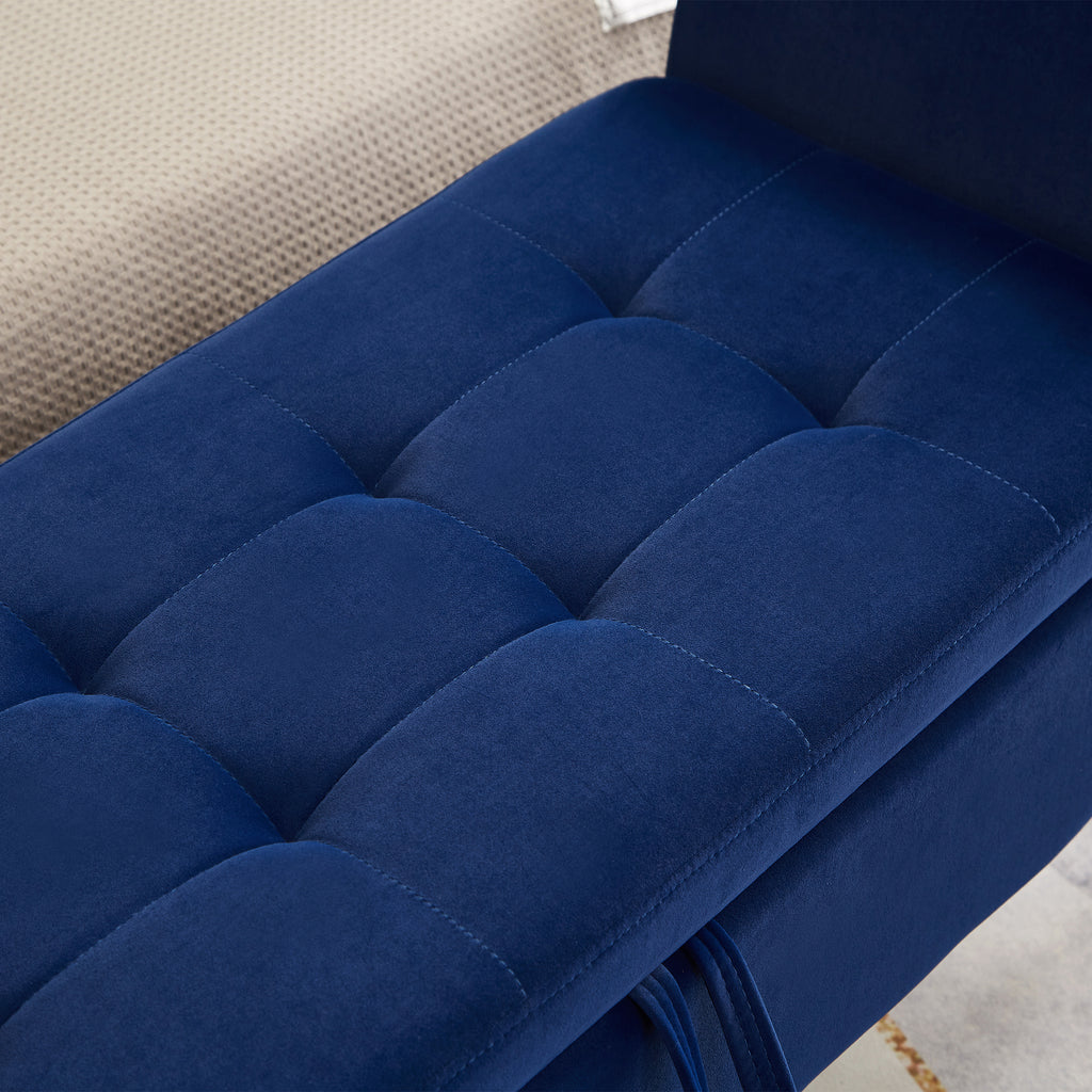 51.5' Bed Bench with Storage Navy Blue Velvet - Grand Goldman Shop