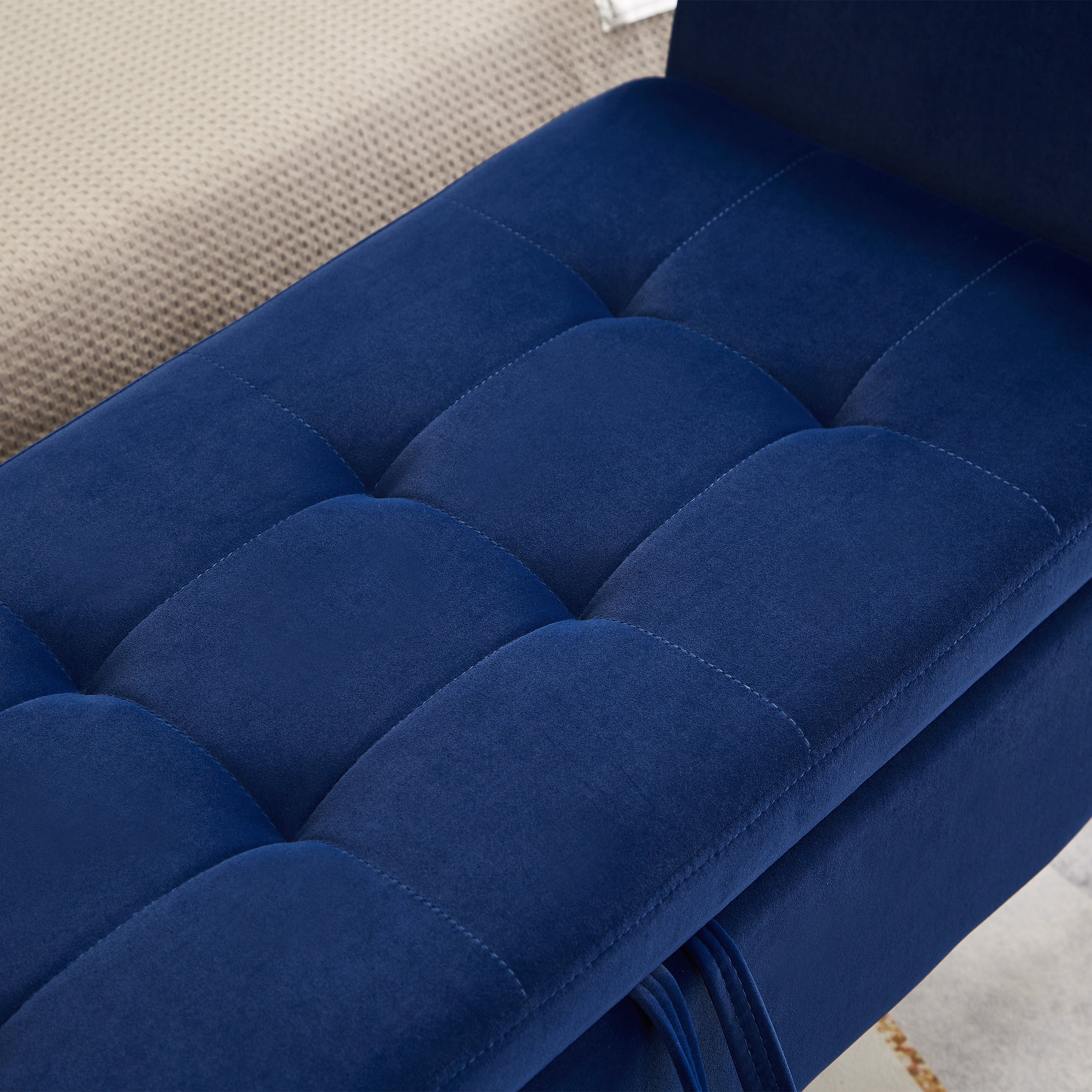 51.5' Bed Bench with Storage Navy Blue Velvet - Grand Goldman Shop
