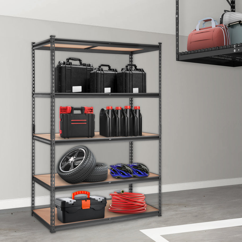 Storage Shelving Unit, 5-Tier Adjustable, 2000 lbs Capacity, Heavy Duty Garage Shelves Metal Organizer Utility Rack, Black, 48' L x 24' W x 72' H for Kitchen Pantry Basement Bathroom Laundry - Grand Goldman Shop