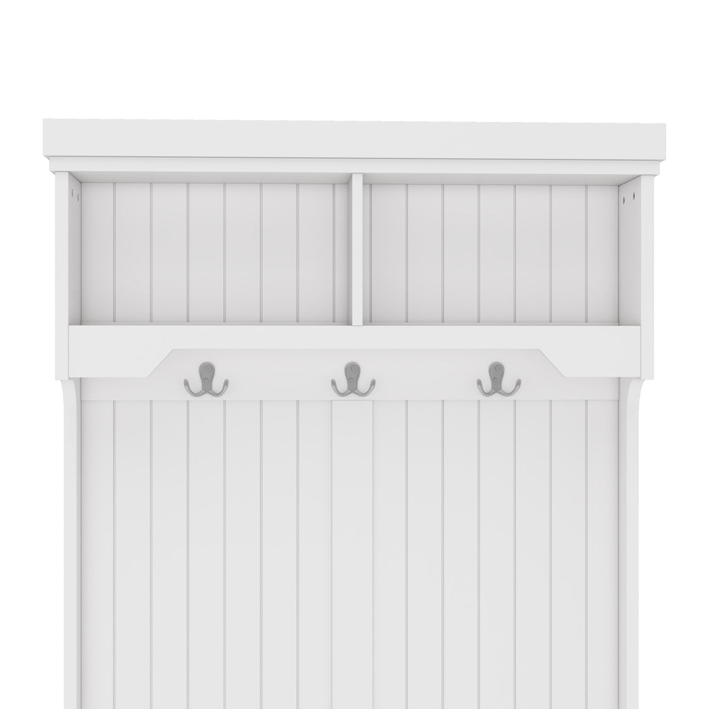 Hall Tree with Storage Shoe Bench for Entryway and Hallway, 4-in-1 Design Coat Racks with Hooks for Living Room, White - Grand Goldman Shop