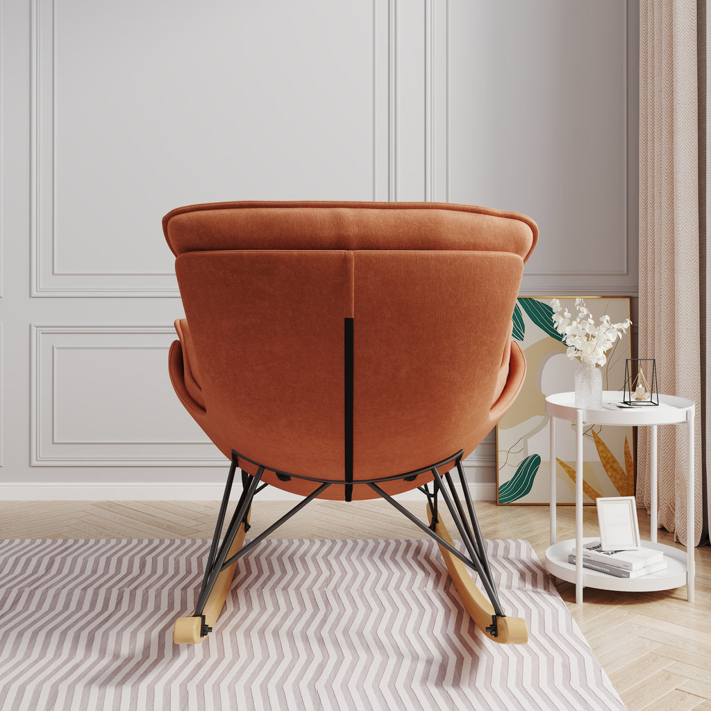 Leisure sofa single rocking chair, light luxury sofa chair, balcony leisure area single chair, comfortable and breathable characteristic chair, detachable and washable seat cushion (Color: Brown) - Grand Goldman Shop