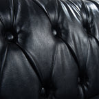 84.65' BLACK PU Rolled Arm Chesterfield Three Seater Sofa. - Grand Goldman Shop