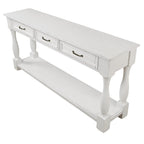 63inch Long Wood Console Table with 3 Drawers and 1 Bottom Shelf for Entryway Hallway Easy Assembly Extra-thick Sofa Table (Antique White) - Grand Goldman Shop