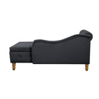 Black Chaise Lounge Indoor, Velvet Lounge Chair for Bedroom with Storage & Pillow, Modern Upholstered Rolled Arm Chase Lounge for Sleeping with Nailhead Trim for Living Room Bedroom Office - Grand Goldman Shop