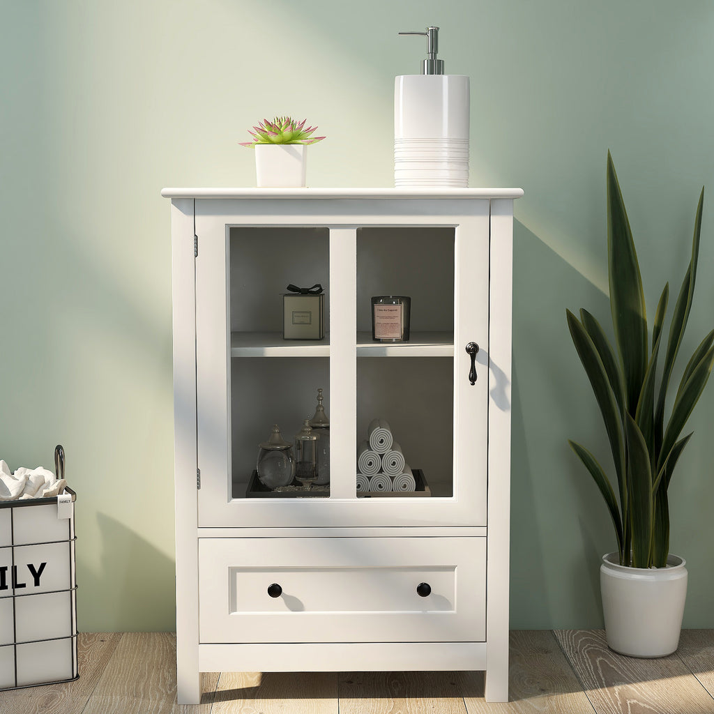 Buffet storage cabinet with single glass doors and unique bell handle - Grand Goldman Shop