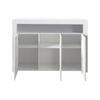 Living Room Sideboard Storage Cabinet WHITE  High Gloss with LED Light, Modern Kitchen Unit Cupboard Buffet Wooden Storage Display Cabinet TV Stand with 3 Doors for Hallway Dining Room - Grand Goldman Shop
