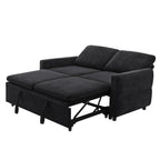 Black Convertible Sofa Bed Loveseat with Adjustable Backrest and USB Ports, 62.75' Chenille Upholstered Couch for Living Room or Small Space - Grand Goldman Shop