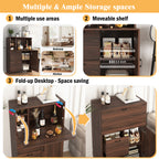 Desk Cabinet, with Storage Drawer & Shelves, Fold-up Desktop, Ideal for Home, Office, Kitchen storage organizer, Dormitory, Small Spaces W31.49'xD13.78'xH47.2' - Grand Goldman Shop