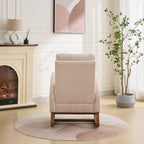 27.2'W Rocking Chair for Nursery, Polyester Glider Chair with High Back and Side Pocket, Rocking Accent Armchair with Rubber Wood Legs for Living Room/Bedroom.Beige - Grand Goldman Shop