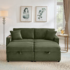Comfortable Fluffy Corduroy Lazy Sofa, Storage Space for Big Loveseat, Super Soft Chaise Lounge with Double Ottomans and Table Board,Suitable for Chailiving - Grand Goldman Shop