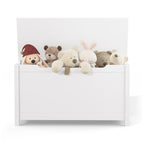 Kids Wooden Toy Box Storage with Safety Hinged Lid for Ages 2+ (White) | Premium Home Decor - Grand Goldman
