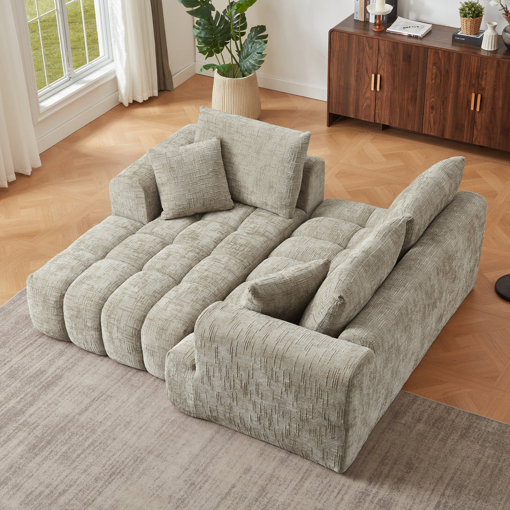 Chenille L-Shape Luxury Sectional Oversized Sofa,Mnimalist Design,Comfy Sleeper Couch for Living Room,Apartment&Reception Spaces,No Assembly Required - Grand Goldman Shop