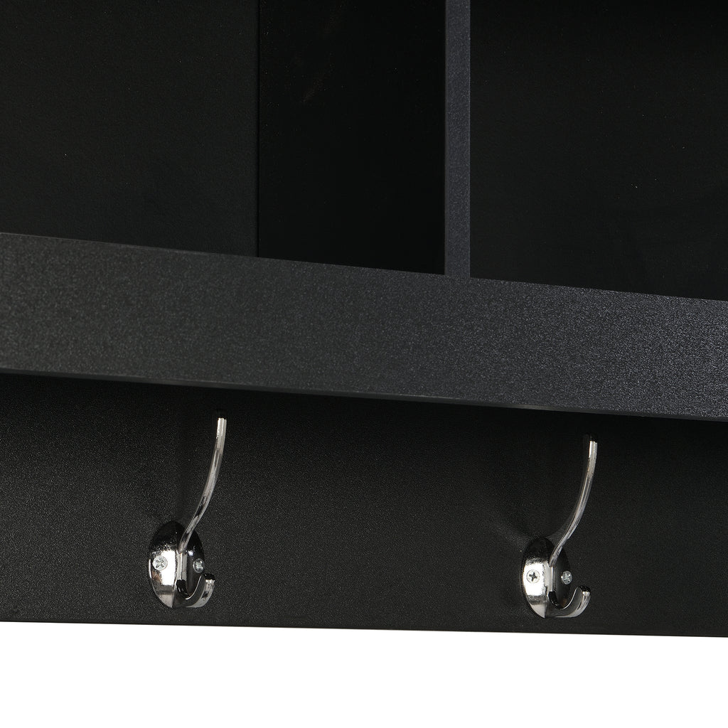 ON-TREND Shoe Storage Bench with Shelves and 4 Hooks, Elegant Hall Tree with Wall Mounted Coat Rack, Entryway Organizer For Hallway, Foyer, Mudroom, Black - Grand Goldman Shop