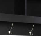 ON-TREND Shoe Storage Bench with Shelves and 4 Hooks, Elegant Hall Tree with Wall Mounted Coat Rack, Entryway Organizer For Hallway, Foyer, Mudroom, Black - Grand Goldman Shop