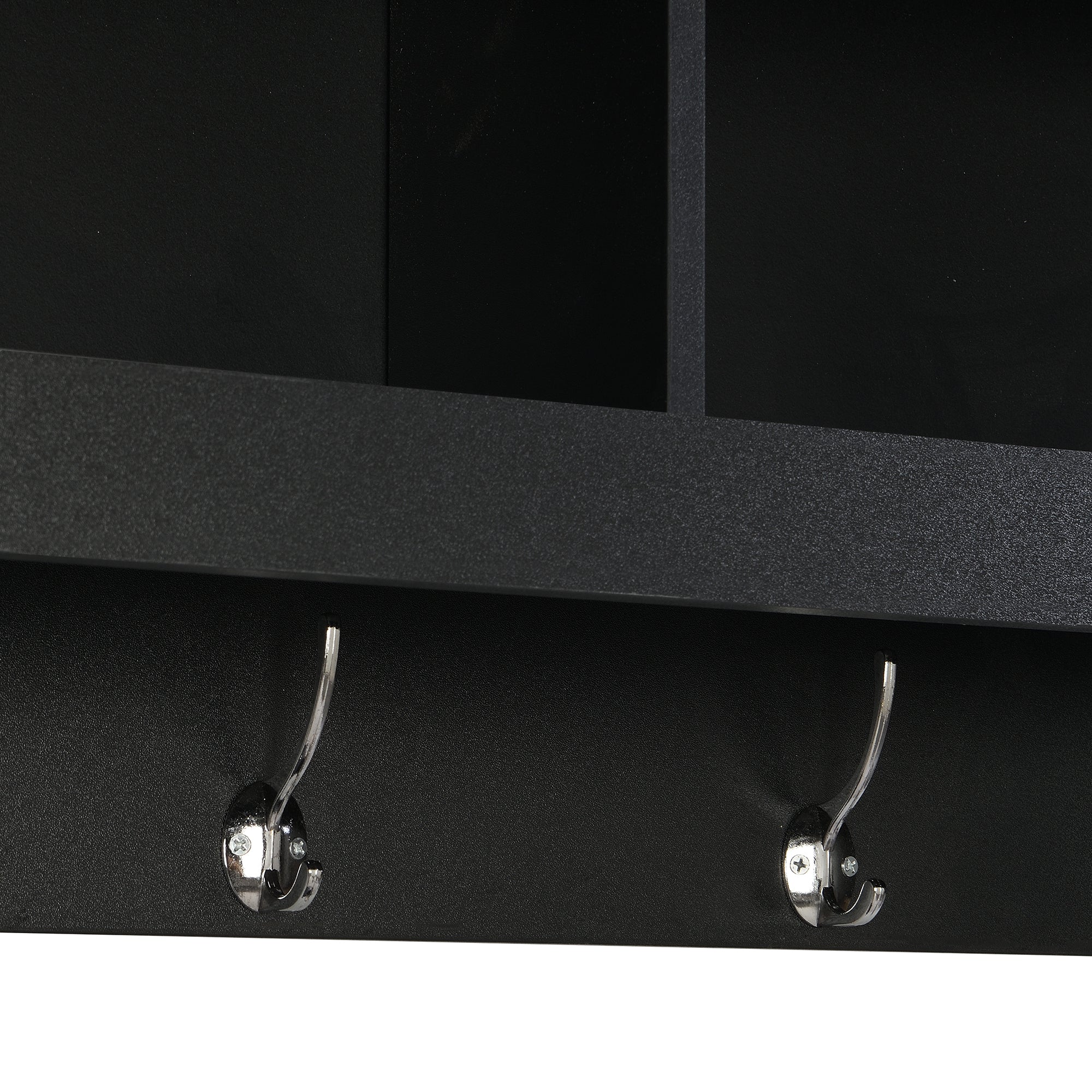 ON-TREND Shoe Storage Bench with Shelves and 4 Hooks, Elegant Hall Tree with Wall Mounted Coat Rack, Entryway Organizer For Hallway, Foyer, Mudroom, Black - Grand Goldman Shop