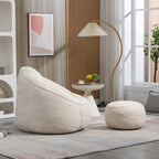 Bedding Bean Bag Sofa Chair with High-Pressure Foam and Footrest, Beige Microfiber - Grand Goldman Shop