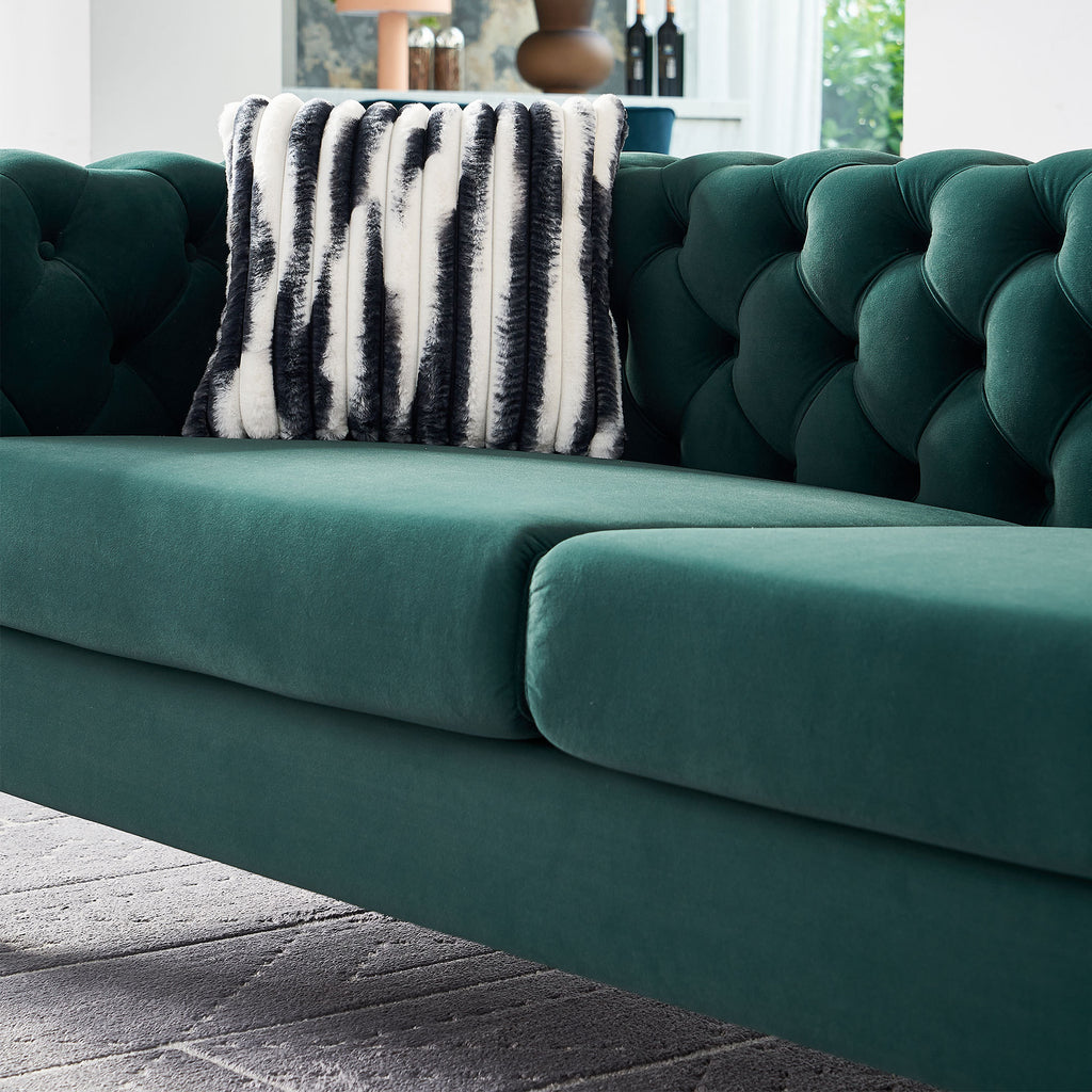 Chesterfield Modern Tufted Velvet Living Room Sofa, 84.25''W Couch,Green - Grand Goldman Shop