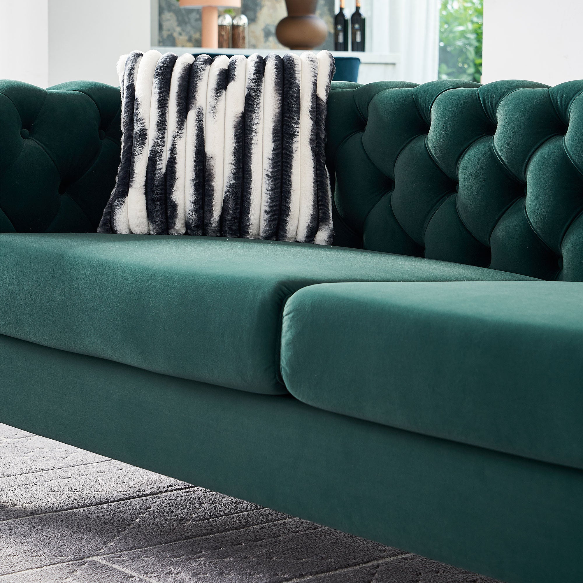 Chesterfield Modern Tufted Velvet Living Room Sofa, 84.25''W Couch,Green - Grand Goldman Shop