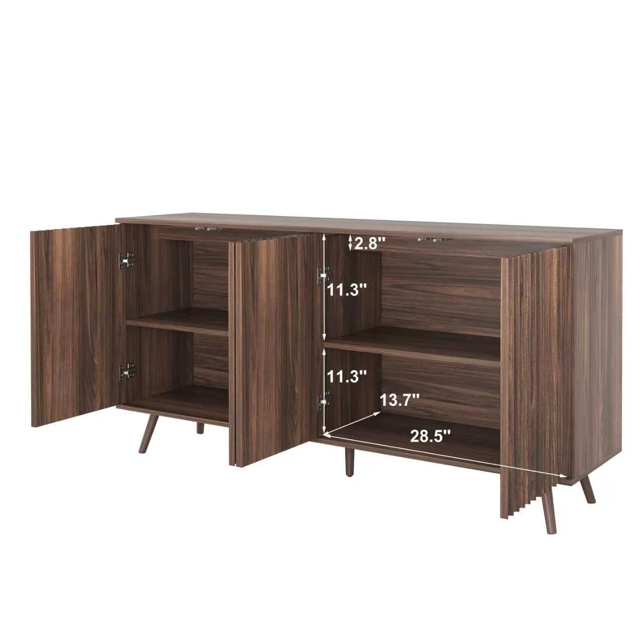 Sideboard Buffet Cabinet with Storage, Long Sideboard Storage Cabinet with 4 Doors, Wood Credenza Console Coffee Bar Cabinets with Adjustable Shelves for Living Room Kitchen Dining Room Walnut - Grand Goldman Shop
