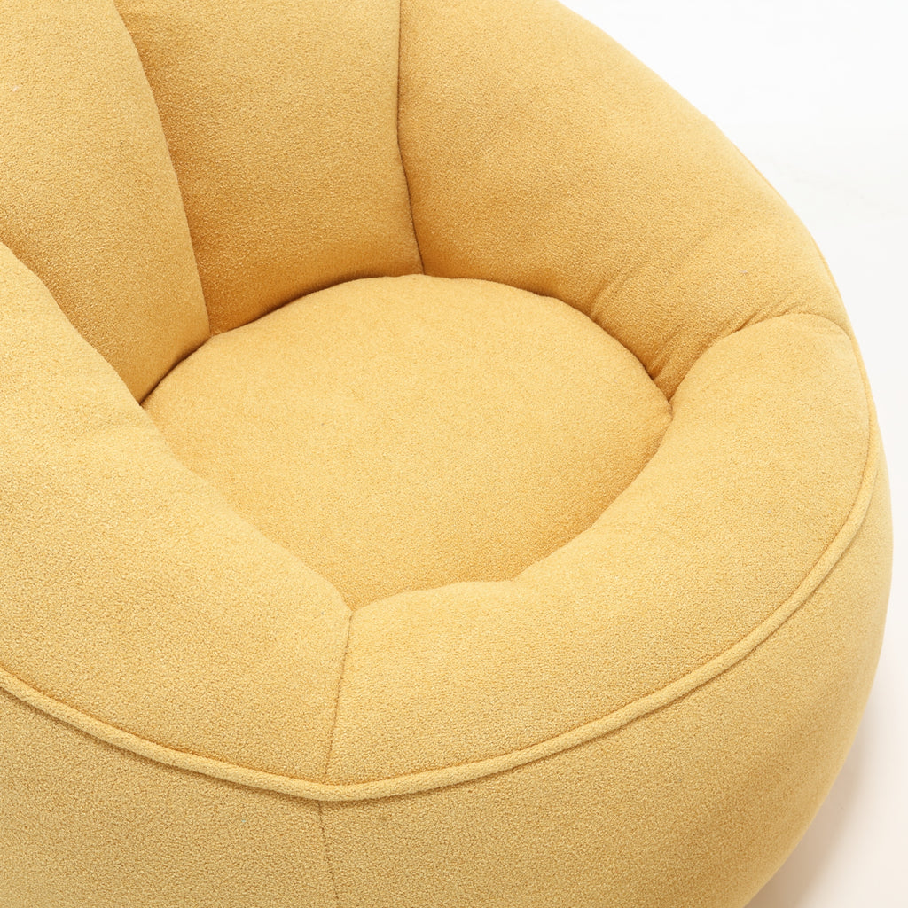 Bedding Bean Bag Sofa Chair with High-Pressure Foam and Footrest, Yellow Microfiber - Grand Goldman Shop