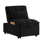 4 in1 Multi-Function Single Sofa Bed with Storage Pockets,Tufted Single Pull-out Sofa Bed with Adjustable Backrest and Pillows ,Convertible  Chaise Lounge,Black - Grand Goldman Shop