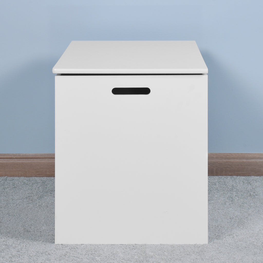 White Lift Top Entryway Storage Cabinet with 2 Safety Hinge, Wooden Toy Box - Grand Goldman Shop
