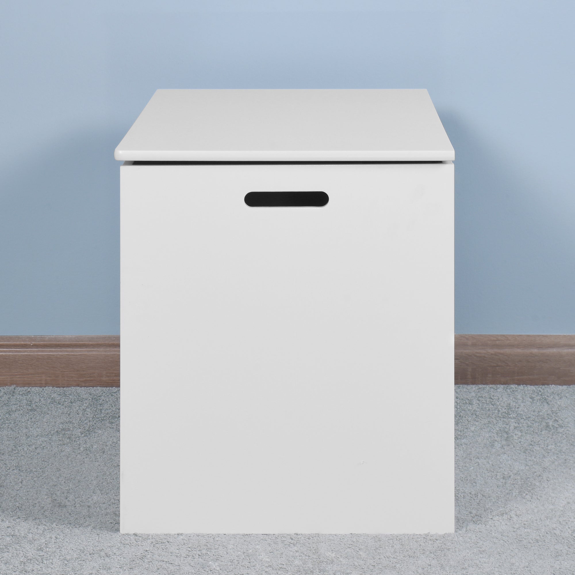 White Lift Top Entryway Storage Cabinet with 2 Safety Hinge, Wooden Toy Box - Grand Goldman Shop