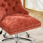 A&A Furniture Office Chair,Modern Chenille Upholstered Tufted Button Home Office Chair with Chrome Metal Base,Adjustable Desk