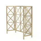 Margaret 3-Panel Fireplace Screen Iron Black/Gold - Grand Goldman Shop