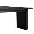 Kitchen extendable dining table for 4-8 people, oval kitchen table with wooden strip base for family living room (black) - Grand Goldman Shop