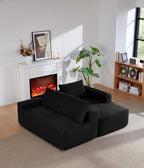 96.9' Cloud Sectional Couch with L-Shape Chaise,Modern Modular Sofa with Deep Seat, Upholstered Couches for Living Room Bedroom,No Assembly Required, (Corduroy Fabric),Black - Grand Goldman Shop