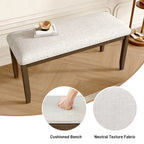 Upholstered Bench for Bedroom End of Bed,38-inch Entryway Bench for Living Room,Dining Bench with Padded Seat and Solid Wood Leg for Kitchen Bedroom,Indoor and Hallway (Bench, Beige+Brown) - Grand Goldman Shop