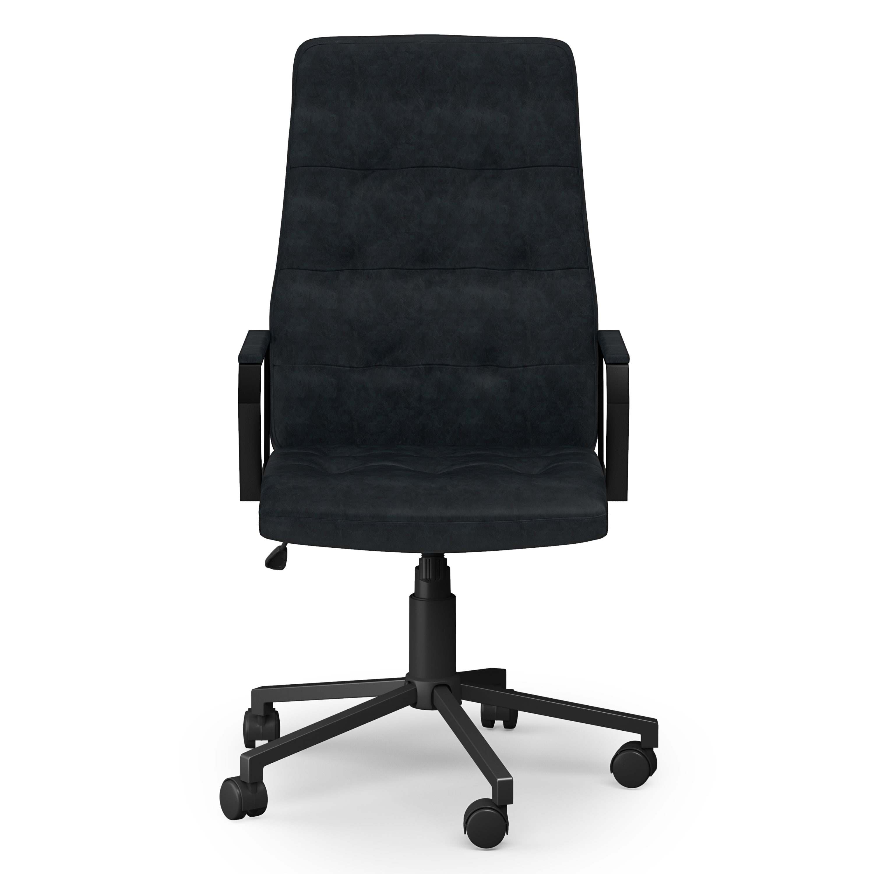 Foley Swivel Office Chair in Distressed Blue Faux Leather with Adjustable Height and 360-Degree Swivel - Grand Goldman