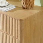 Fluted 3 Drawer Dresser, Modern Tall Chest of Drawers with Vertical Grooved Design, Wood Storage Cabinet with Metal Handles for Bedroom Living Room, Oak. (23.6'W x 15'D x 30'H). - Grand Goldman Shop