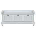 TREXM Classic Shoe Bench with Cushion and Three Drawers, Fluted Entryway Bench with Storage for Living Room, Entryway, and Hallways (Light Gray, OLD SKU: N715P207812E ) - Grand Goldman Shop