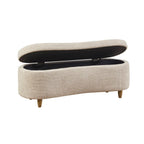 Bailey Boucle Flip Top Storage Bench Taupe Polyester Solid Wood 48x16.5x18 inches - Grand Goldman Shop