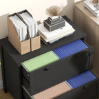 HOMCOM 2 Drawer File Cabinet with Lock, Lateral Filing Cabinet with Keys and Adjustable Hanging Bar for Letter, A4 and Legal 